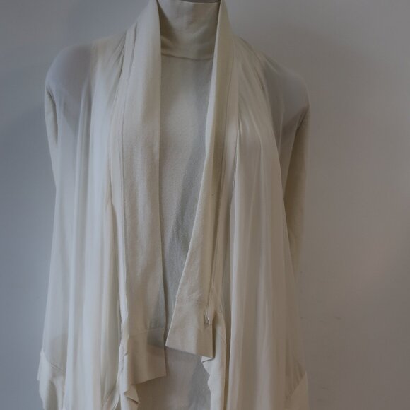 Womens Donna Karan Black Label Ivory Mix Media 2 Pc Set Cardigan Tank Sweater M - Picture 2 of 16